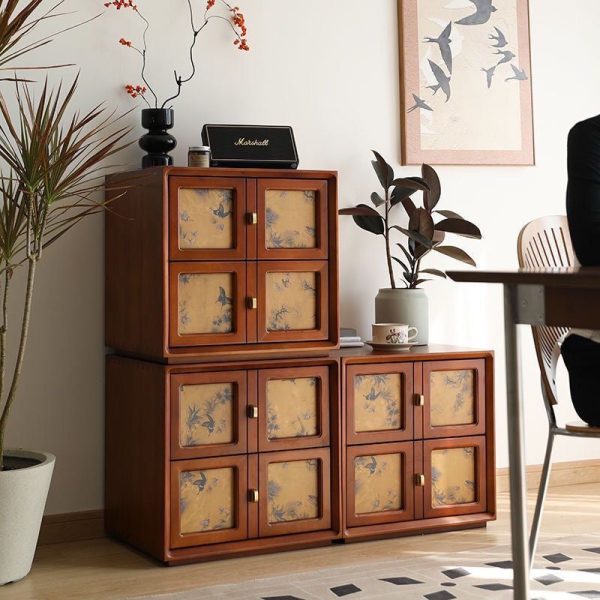 Traditional Vintage Handmade Muslin Boxwood Square Modular Combination Nightstand 2-Drawer For Bedroom - Image 2