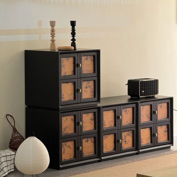 Traditional Vintage Handmade Muslin Boxwood Square Modular Combination Nightstand 2-Drawer For Bedroom - Image 3