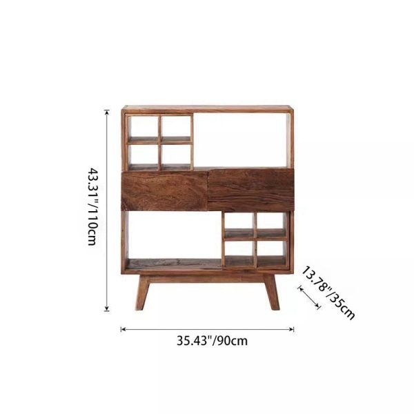 Traditional Vintage Camphor Wood Rectangular Console Table Shelf 2-Tier Drawer For Entryway - Image 8