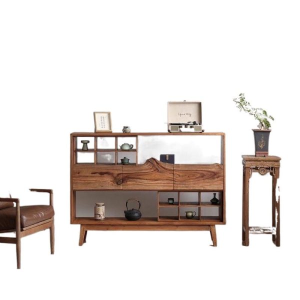 Traditional Vintage Camphor Wood Rectangular Console Table Shelf 2-Tier Drawer For Entryway - Image 22