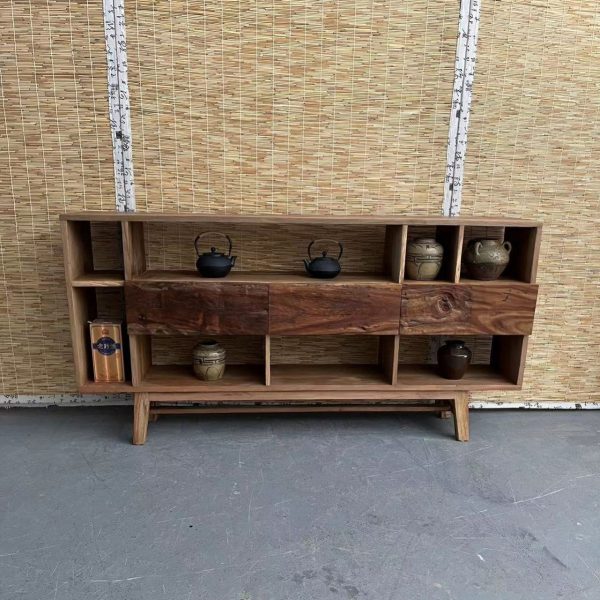 Traditional Vintage Camphor Wood Rectangular Console Table Shelf 2-Tier Drawer For Entryway - Image 18