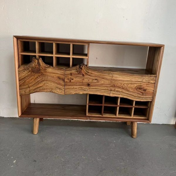 Traditional Vintage Camphor Wood Rectangular Console Table Shelf 2-Tier Drawer For Entryway - Image 7