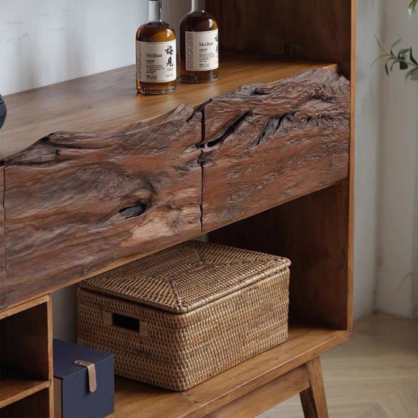 Traditional Vintage Camphor Wood Rectangular Console Table Shelf 2-Tier Drawer For Entryway - Image 13