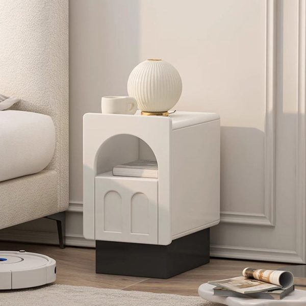 Contemporary Nordic Fiberboard Square Arched Door Nightstand 1-Drawer Cabinet For Bedside - Image 5