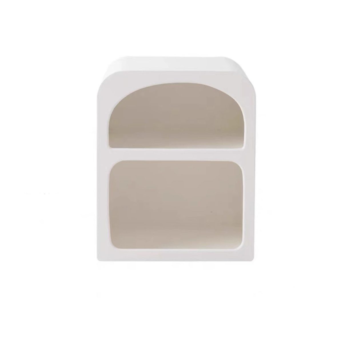 Modern Simplicity MDF Grainy Square Arched Door Nightstand 2-Tier Storage For Bedside - Image 14