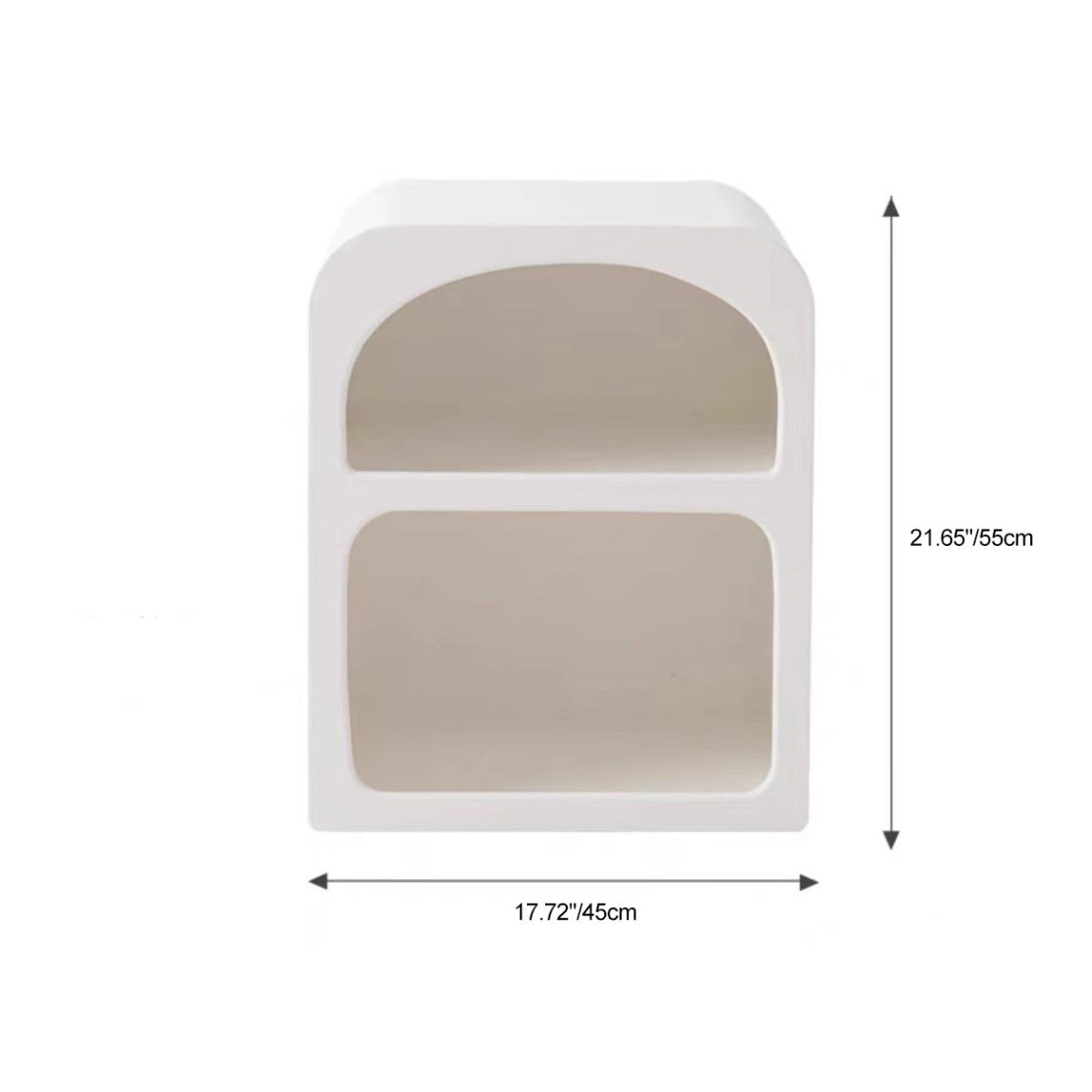 Modern Simplicity MDF Grainy Square Arched Door Nightstand 2-Tier Storage For Bedside - Image 8