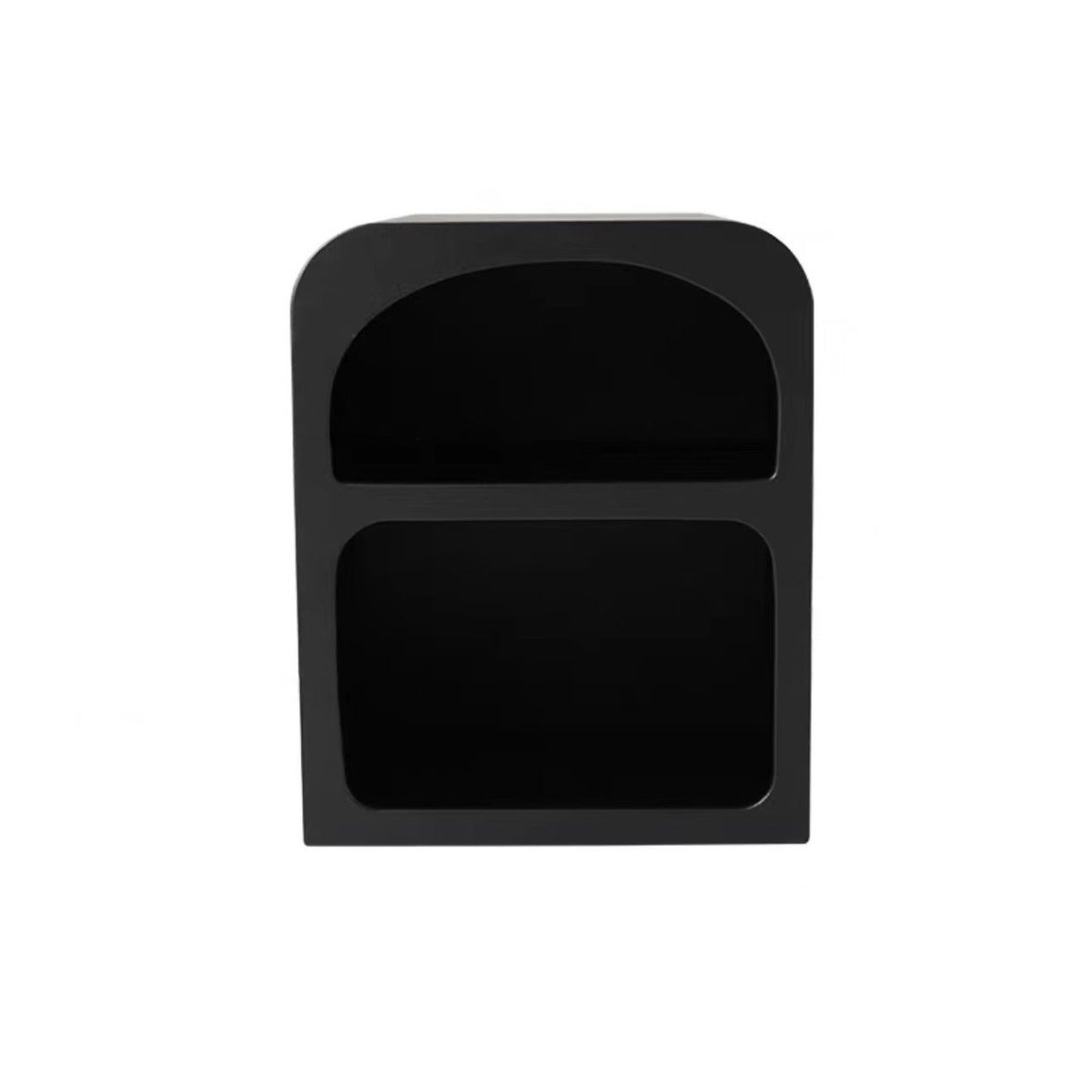 Modern Simplicity MDF Grainy Square Arched Door Nightstand 2-Tier Storage For Bedside - Image 13