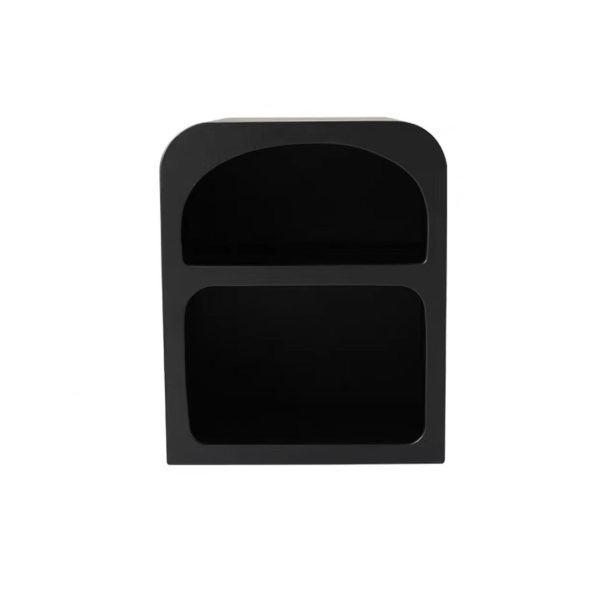 Modern Simplicity MDF Grainy Square Arched Door Nightstand 2-Tier Storage For Bedside - Image 13