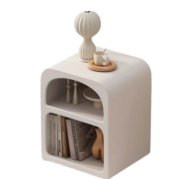 Modern Simplicity MDF Grainy Square Arched Door Nightstand 2-Tier Storage For Bedside - Image 12