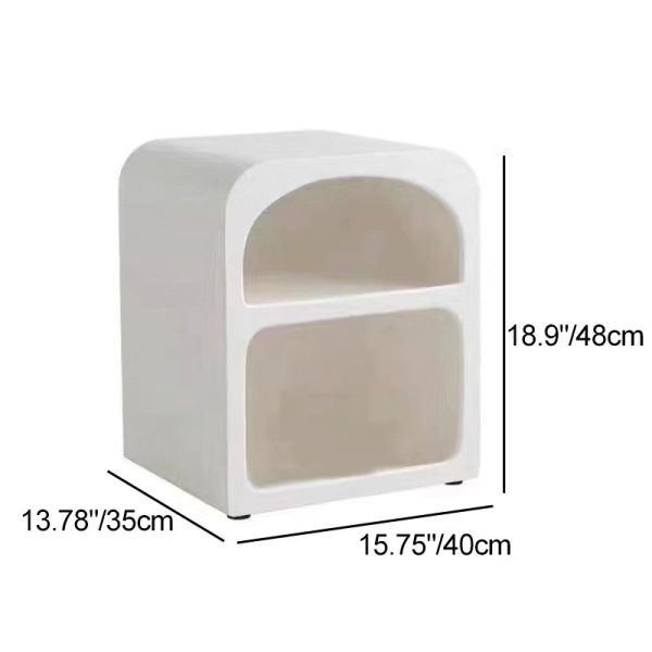 Modern Simplicity MDF Grainy Square Arched Door Nightstand 2-Tier Storage For Bedside - Image 7
