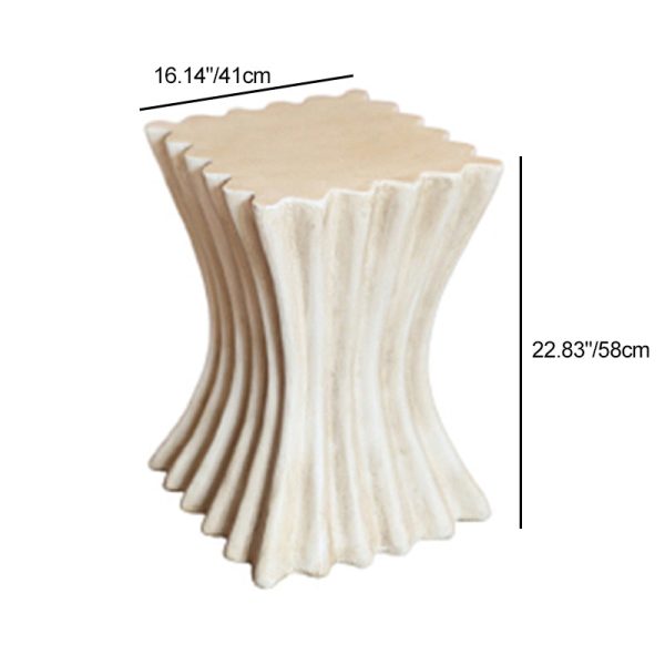 Contemporary Retro Magnesium Oxide Cookie Striped Column End Table 1-Tray For Living Room - Image 9