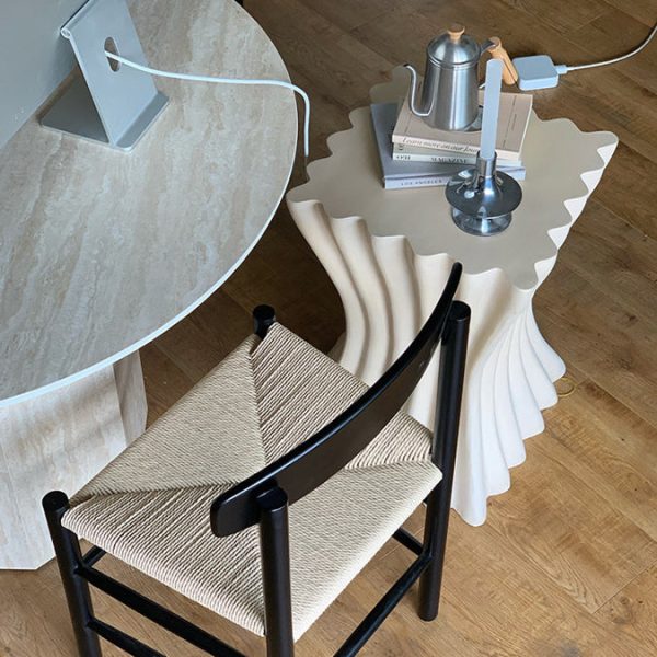 Contemporary Retro Magnesium Oxide Cookie Striped Column End Table 1-Tray For Living Room - Image 16