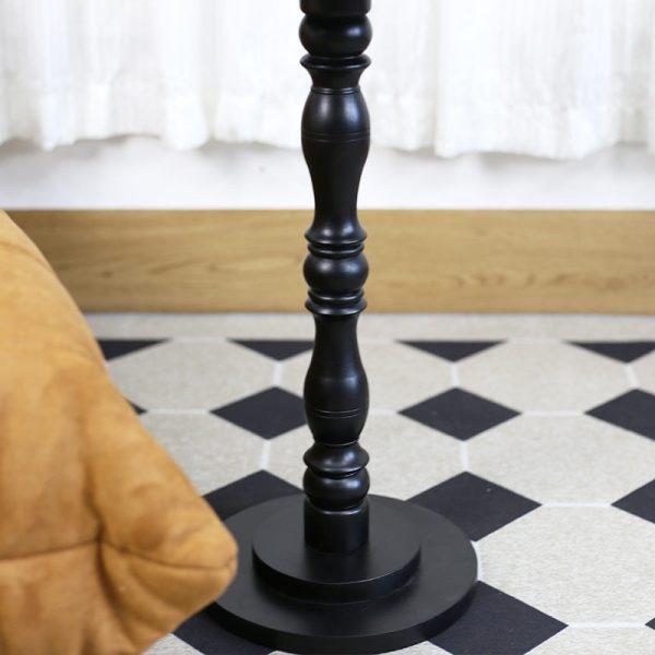 Contemporary Scandinavian Round Roman Column Terrazzo Travertine Wood End Table For Living Room - Image 9