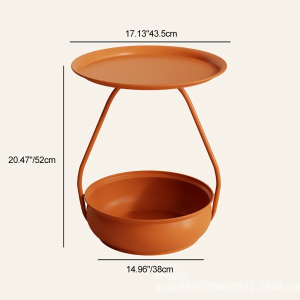 Contemporary Nordic Iron And Carbon Steel Round Side Table With 2-Tier Storage For Living Room And Bedroom - Image 9