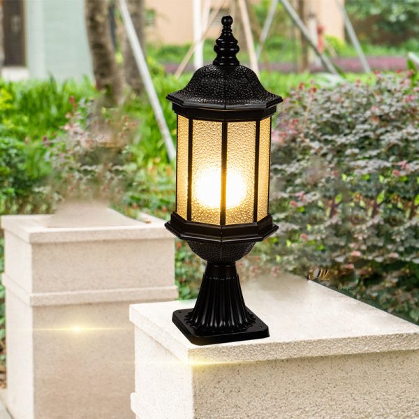 Traditional European Waterproof Aluminum Glass Columnar Shape 1-Light Outdoor Light For Garden - Image 12