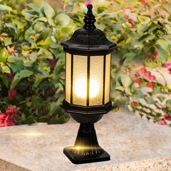 Traditional European Waterproof Aluminum Glass Columnar Shape 1-Light Outdoor Light For Garden - Image 13