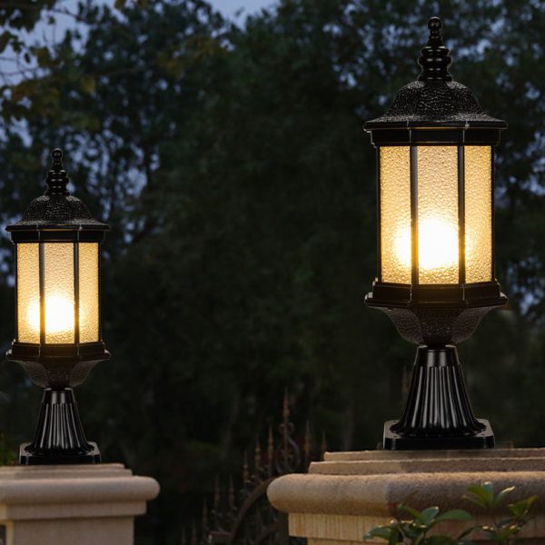 Traditional European Waterproof Aluminum Glass Columnar Shape 1-Light Outdoor Light For Garden - Image 2