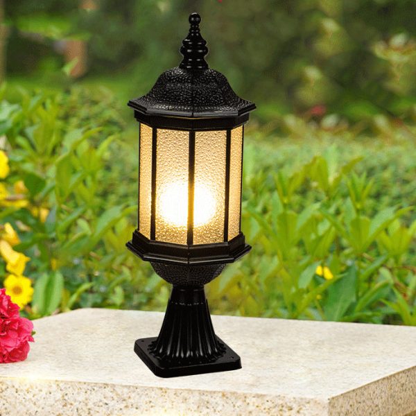 Traditional European Waterproof Aluminum Glass Columnar Shape 1-Light Outdoor Light For Garden - Image 3
