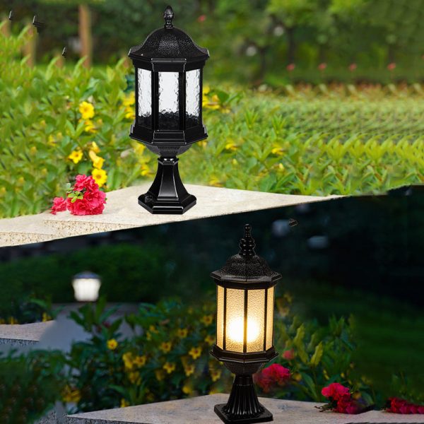 Traditional European Waterproof Aluminum Glass Columnar Shape 1-Light Outdoor Light For Garden - Image 4