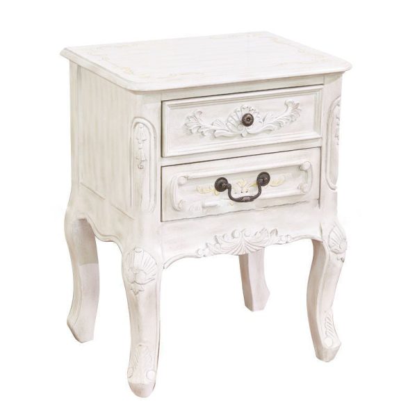 Traditional Vintage Medium Density Fiberboard Wood Nightstand 2 - Drawer For Bedside - Image 11