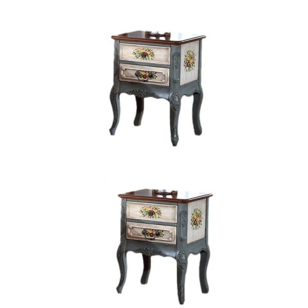 Traditional Vintage Medium Density Fiberboard Wood Nightstand 2 - Drawer For Bedside - Image 10