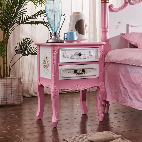 Traditional Vintage Medium Density Fiberboard Wood Nightstand 2 - Drawer For Bedside - Image 3