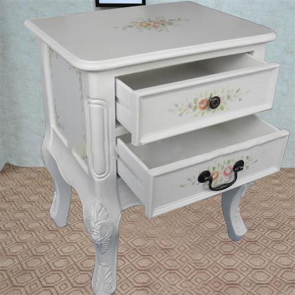 Traditional Vintage Medium Density Fiberboard Wood Nightstand 2 - Drawer For Bedside - Image 7