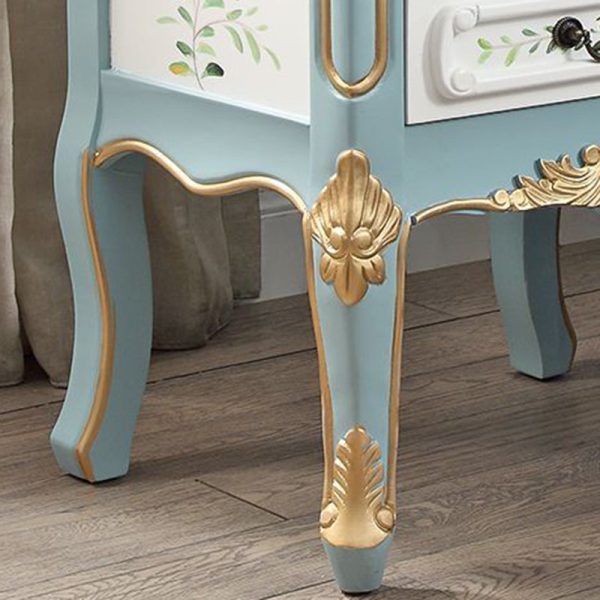 Traditional Vintage Medium Density Fiberboard Wood Nightstand 2 - Drawer For Bedside - Image 6