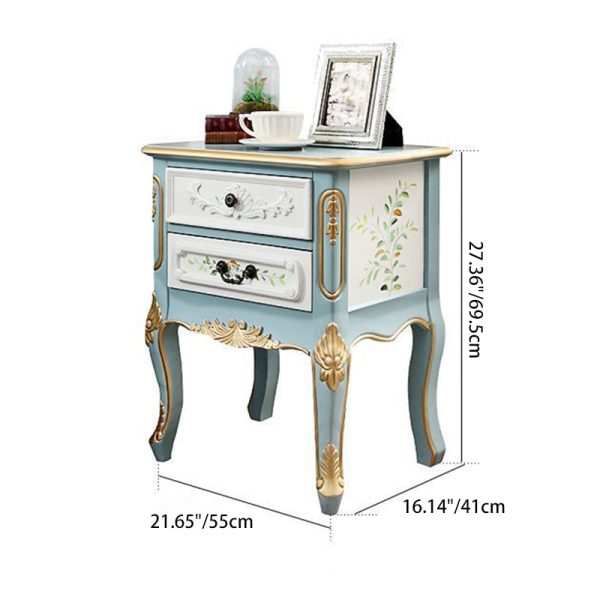 Traditional Vintage Medium Density Fiberboard Wood Nightstand 2 - Drawer For Bedside - Image 4
