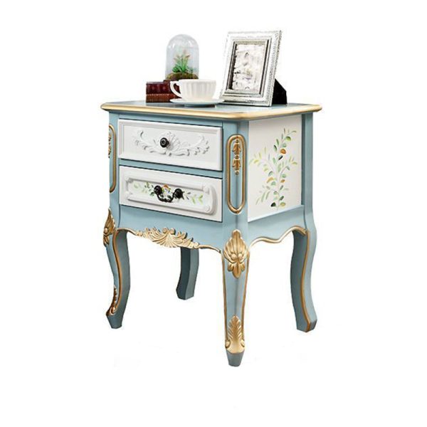 Traditional Vintage Medium Density Fiberboard Wood Nightstand 2 - Drawer For Bedside - Image 9