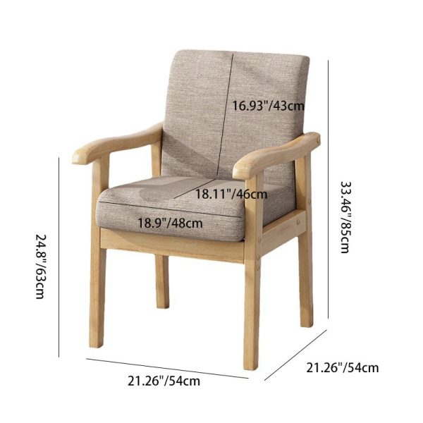 Modern Minimalist Fabric Rubber Wood Rounded Square Accent Chair With Backrest Armrest For Living Room - Image 4