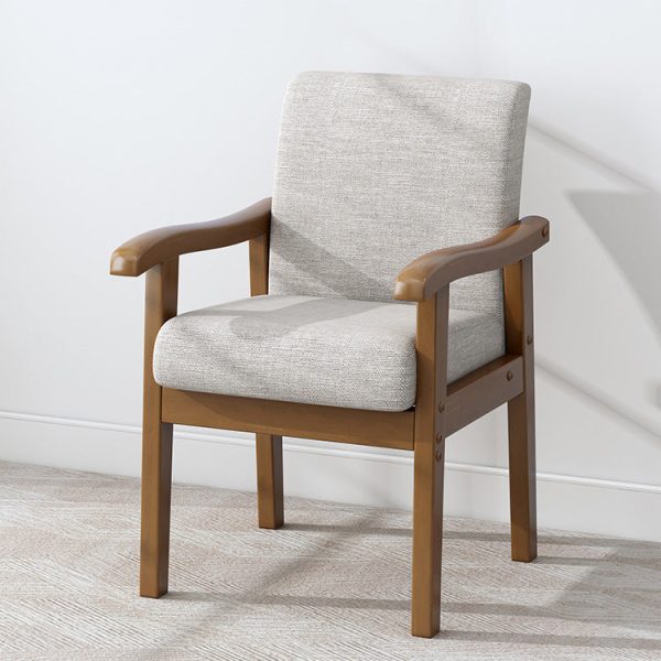 Modern Minimalist Fabric Rubber Wood Rounded Square Accent Chair With Backrest Armrest For Living Room - Image 9