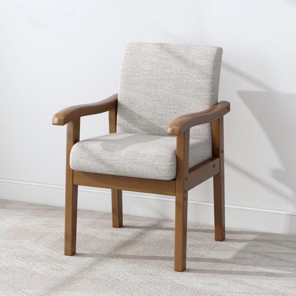 Modern Minimalist Fabric Rubber Wood Rounded Square Accent Chair With Backrest Armrest For Living Room - Image 11