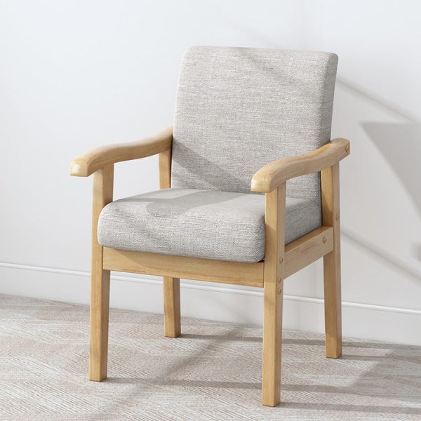 Modern Minimalist Fabric Rubber Wood Rounded Square Accent Chair With Backrest Armrest For Living Room - Image 12