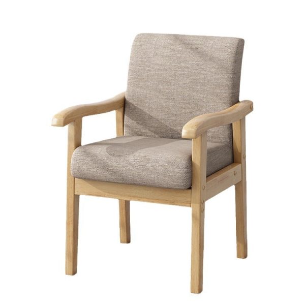 Modern Minimalist Fabric Rubber Wood Rounded Square Accent Chair With Backrest Armrest For Living Room - Image 14