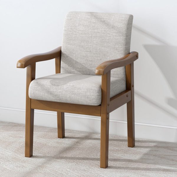 Modern Minimalist Fabric Rubber Wood Rounded Square Accent Chair With Backrest Armrest For Living Room - Image 13