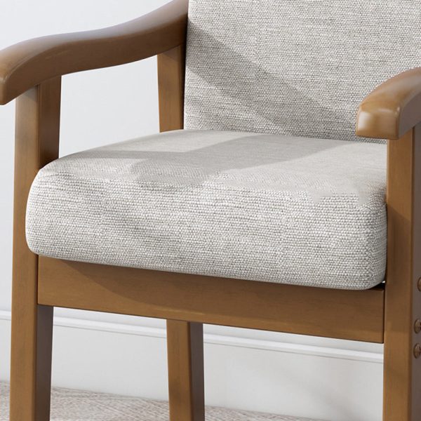 Modern Minimalist Fabric Rubber Wood Rounded Square Accent Chair With Backrest Armrest For Living Room - Image 6