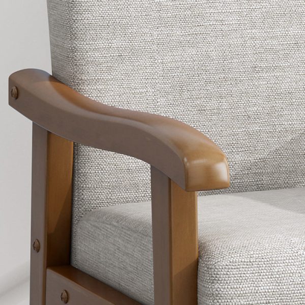 Modern Minimalist Fabric Rubber Wood Rounded Square Accent Chair With Backrest Armrest For Living Room - Image 7