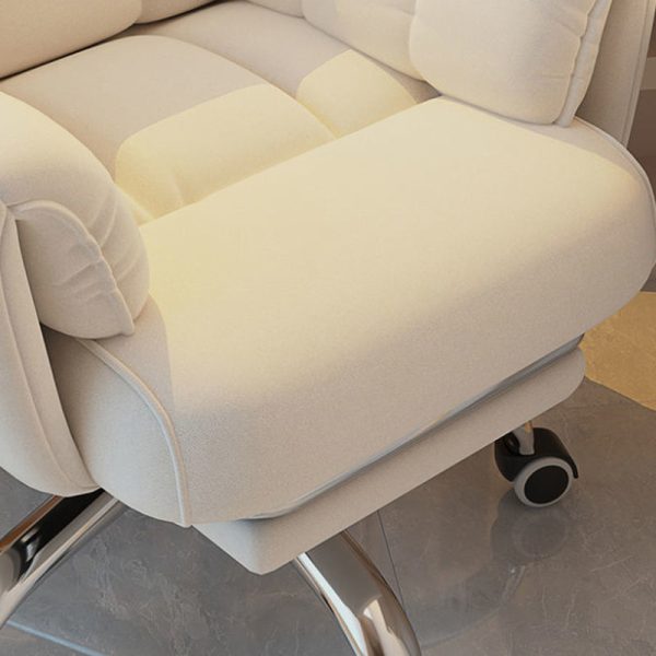 Modern Minimalist Fabric & Stainless Steel Square Seat Desk Chair With Adjustable Backrest & Swivel Base For Home Office - Image 6