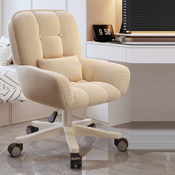 Modern Minimalist Velvet Leather & Nylon Square Desk Chair With Adjustable Height For Home Office - Image 12