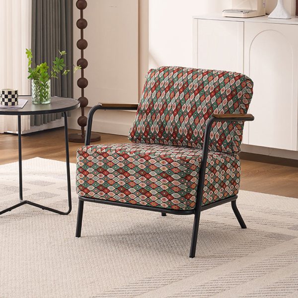 Contemporary Creative Cotton Linen & Carbon Steel Square Accent Chair With Ergonomic Design For Living Room & Bedroom - Image 11