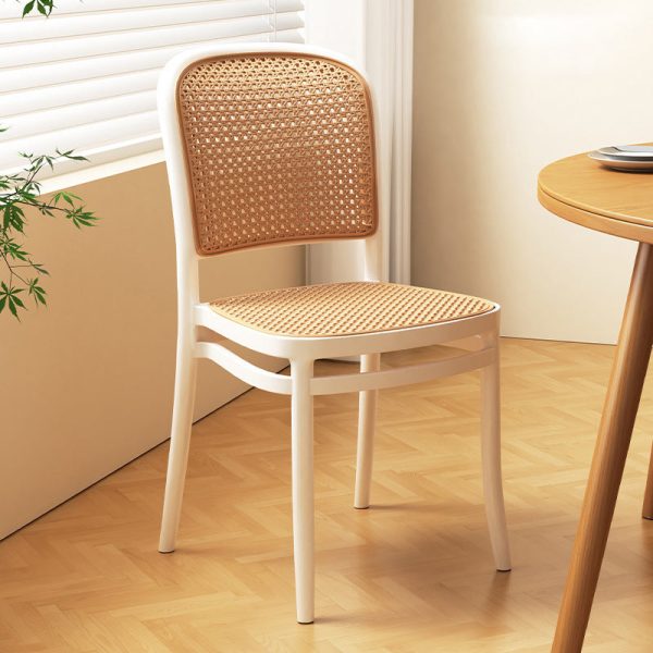 Traditional Vintage Plastic Woven-Style Trapezoid Dining Chair For Dining Room & Living Room - Image 8