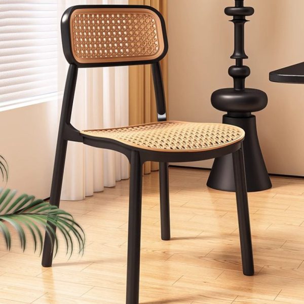 Traditional Vintage Plastic Woven-Style Trapezoid Dining Chair For Dining Room & Living Room - Image 16