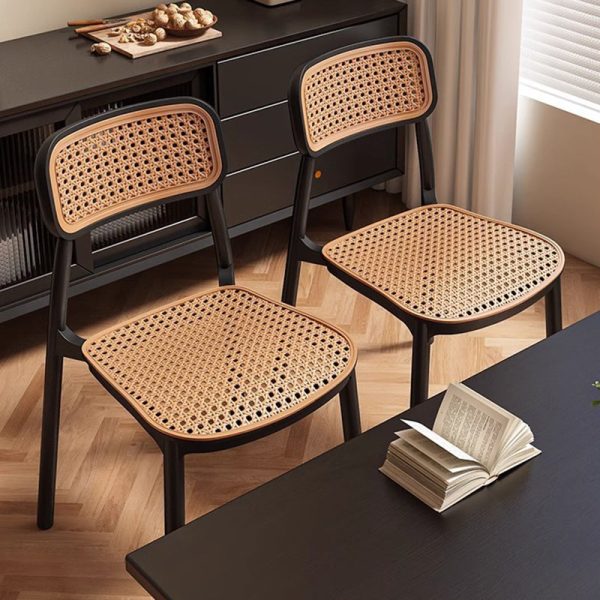 Traditional Vintage Plastic Woven-Style Trapezoid Dining Chair For Dining Room & Living Room - Image 2