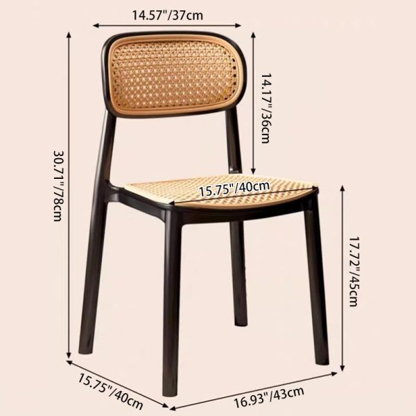 Traditional Vintage Plastic Woven-Style Trapezoid Dining Chair For Dining Room & Living Room - Image 4