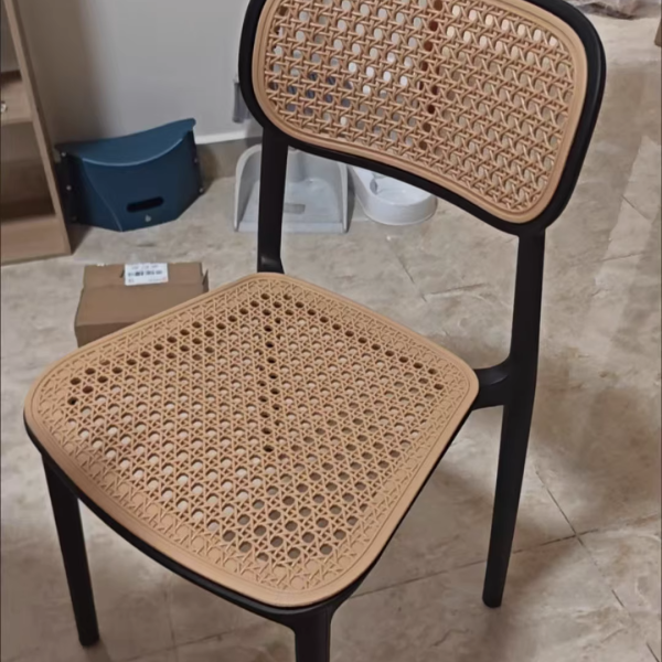 Traditional Vintage Plastic Woven-Style Trapezoid Dining Chair For Dining Room & Living Room - Image 18