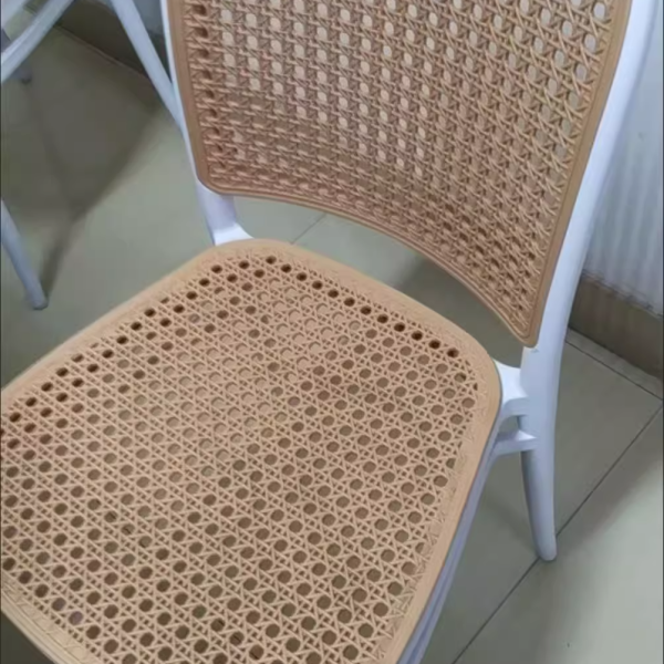 Traditional Vintage Plastic Woven-Style Trapezoid Dining Chair For Dining Room & Living Room - Image 17