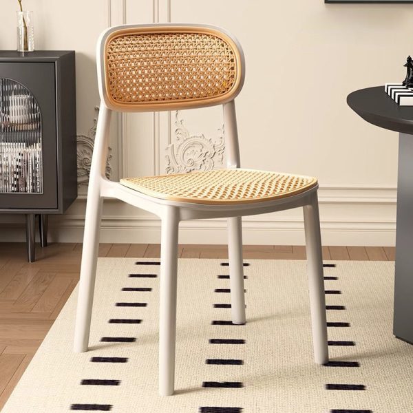 Traditional Vintage Plastic Woven-Style Trapezoid Dining Chair For Dining Room & Living Room - Image 9