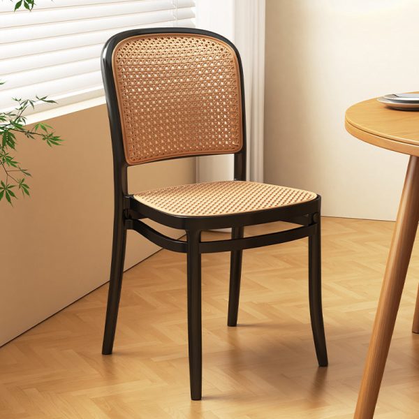 Traditional Vintage Plastic Woven-Style Trapezoid Dining Chair For Dining Room & Living Room - Image 10