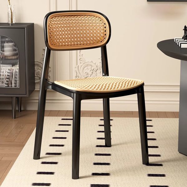 Traditional Vintage Plastic Woven-Style Trapezoid Dining Chair For Dining Room & Living Room - Image 11
